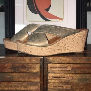 Sonoma bronze summer platform wedge mules size 9